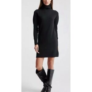 Quince Black 100% Cashmere Turtleneck Sweater Dress XL Long Sleeve
